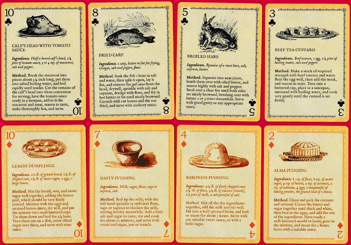 ‘Victorian cookery’ playing cards produced by Cultzilla, United Kingdom, c. 2018