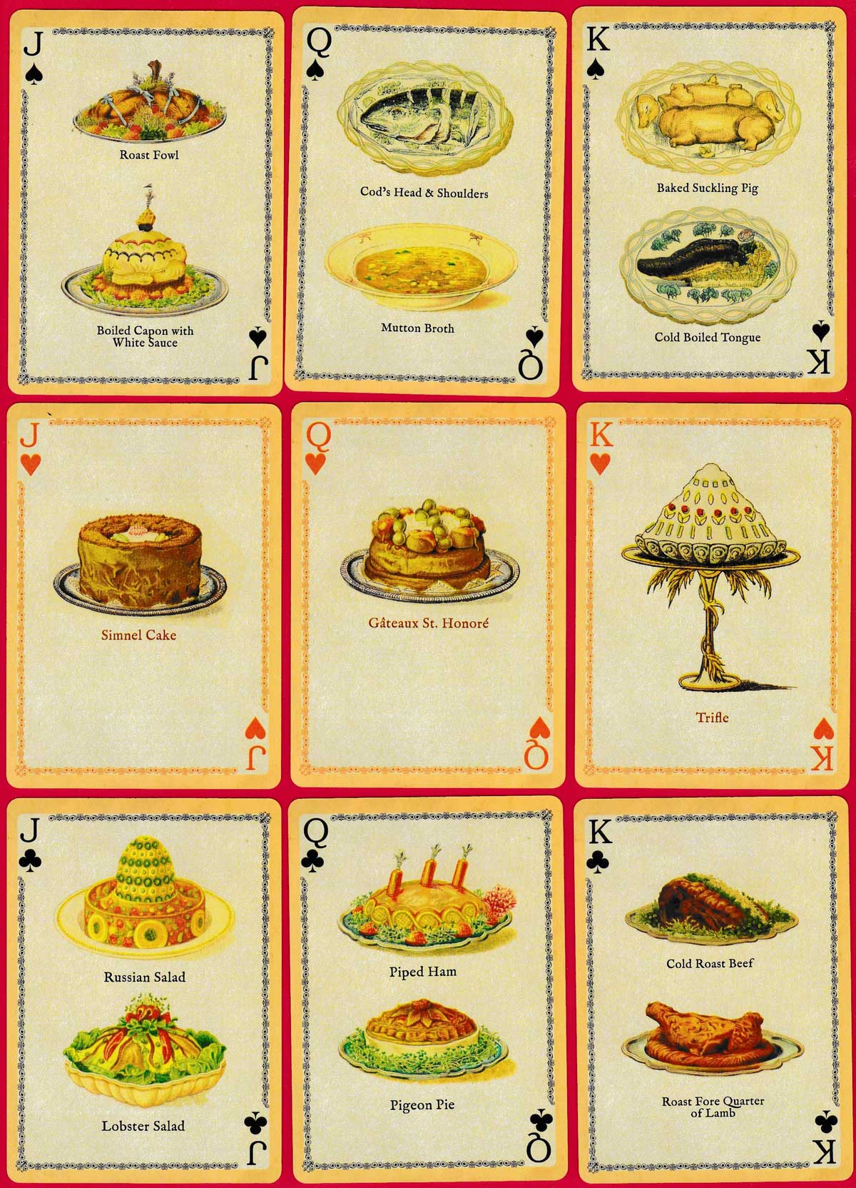 ‘Victorian cookery’ playing cards produced by Cultzilla, United Kingdom, c. 2018