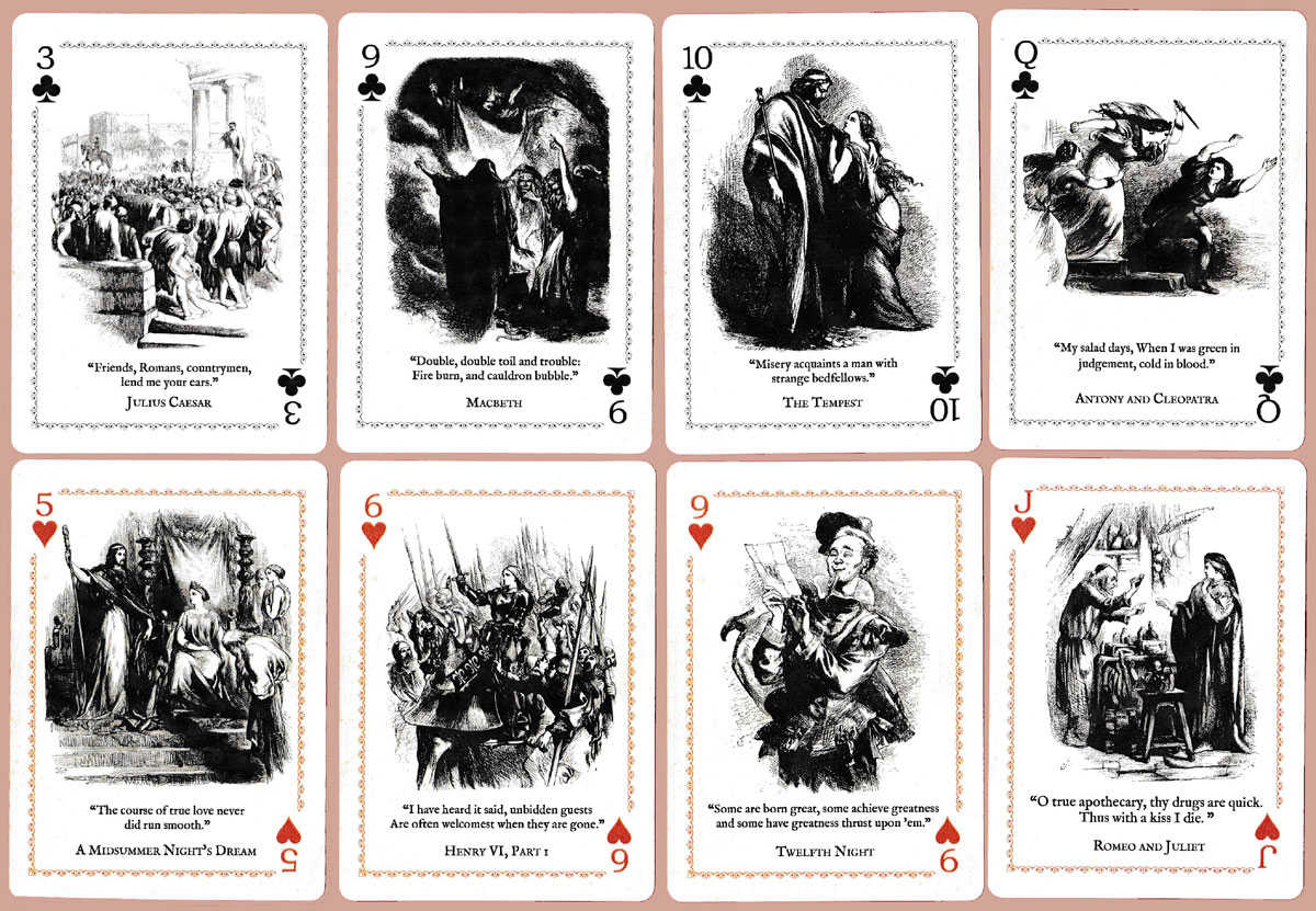 Shakespeare finely illustrated playing cards designed and manufactured in Cambridgeshire by Cultzilla