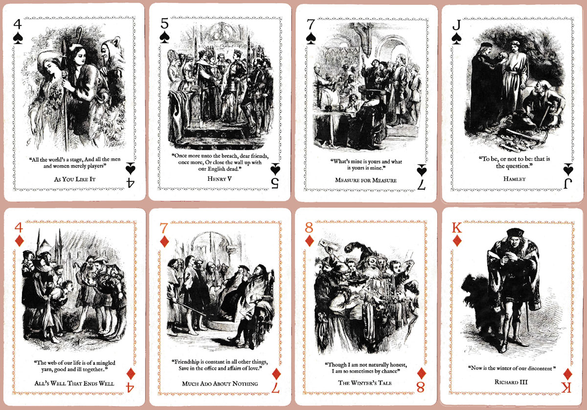 Shakespeare finely illustrated playing cards designed and manufactured in Cambridgeshire by Cultzilla