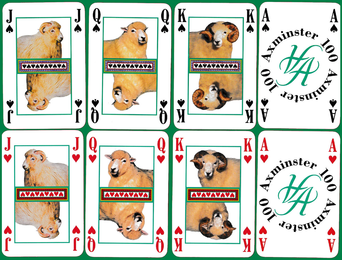 Axminster 100 playing cards produced for Axminster Carpets Ltd by Games & Print Services, Canvey Island, UK, 1998