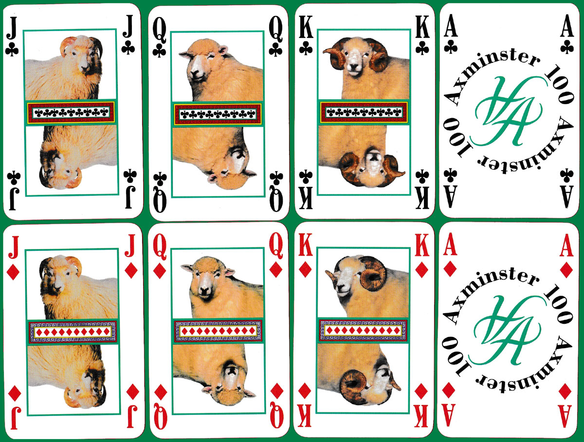 Axminster 100 playing cards produced for Axminster Carpets Ltd by Games & Print Services, Canvey Island, UK, 1998