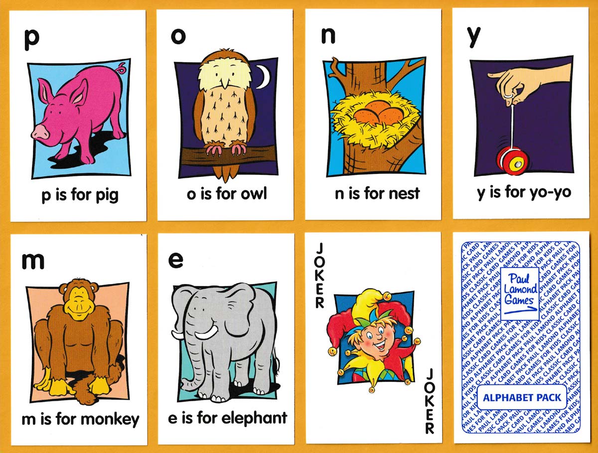 Classic Card Games for Kids Alphabet pack published by Paul Lamond Games, London, UK, 2002