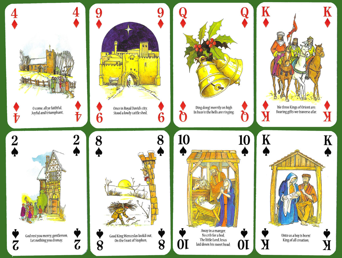 Christmas Carols playing cards published by the Heritage Playing Card Company, 1997 & 2018