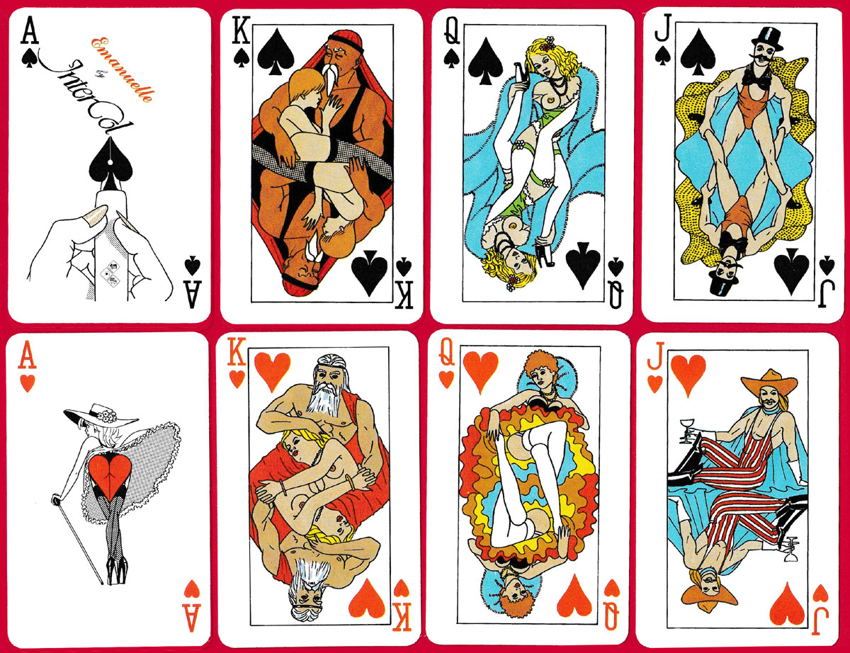 ‘Emanuelle’ erotic transformation playing cards designed by Patrick Cuenot, 1986