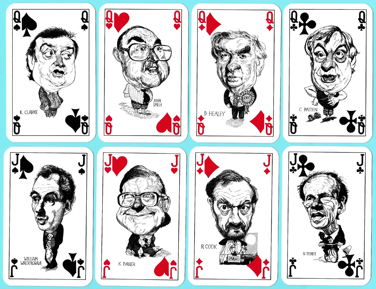 Playing Politics ’92: Pack of lies published by InterCol London with caricatures by Grant Robertson, United Kingdom, c. 1992