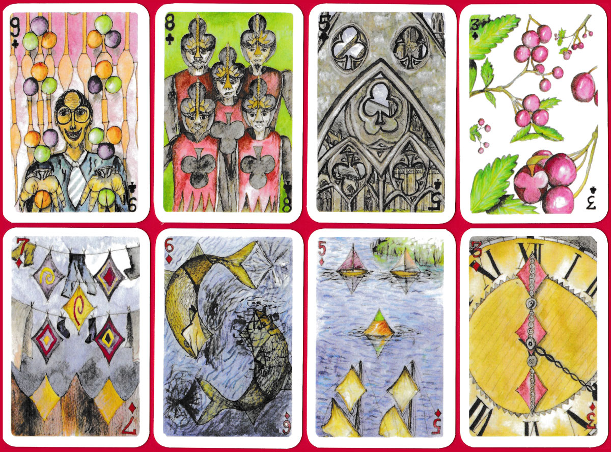 ‘Pips in Pictures’ transformed playing cards by Jennifer Gaudion, 2001