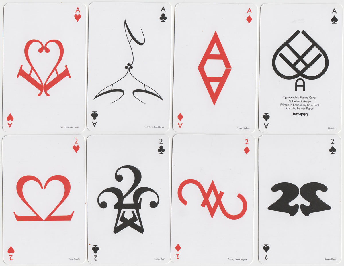 Typographic Playing Cards designed by Jim Sutherland, c.2010