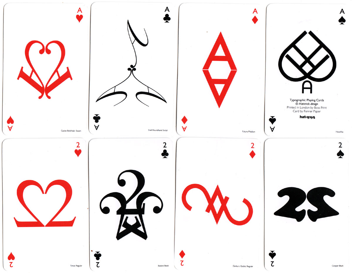 Typographic Playing Cards designed by Jim Sutherland, c.2010