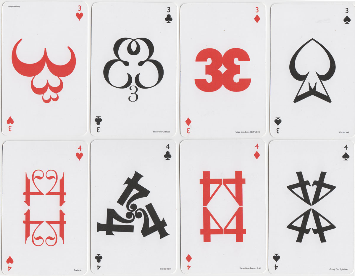 Typographic Playing Cards designed by Jim Sutherland, c.2010