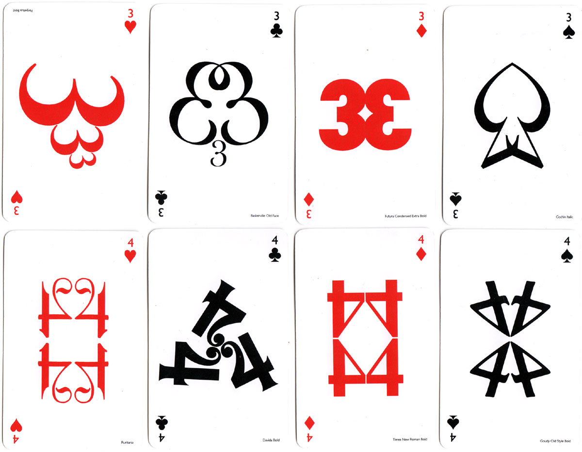 Typographic Playing Cards designed by Jim Sutherland, c.2010