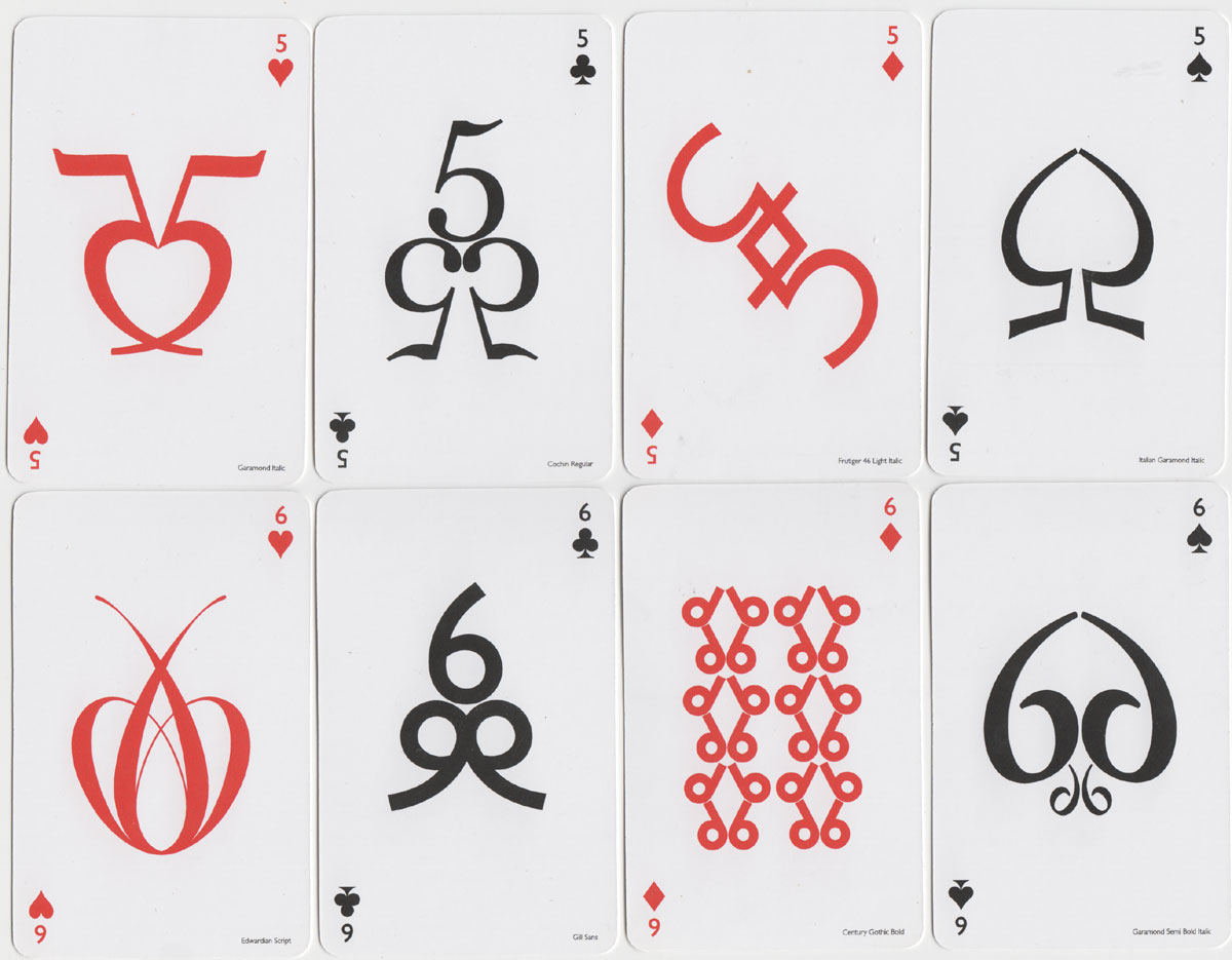 Typographic Playing Cards designed by Jim Sutherland, c.2010