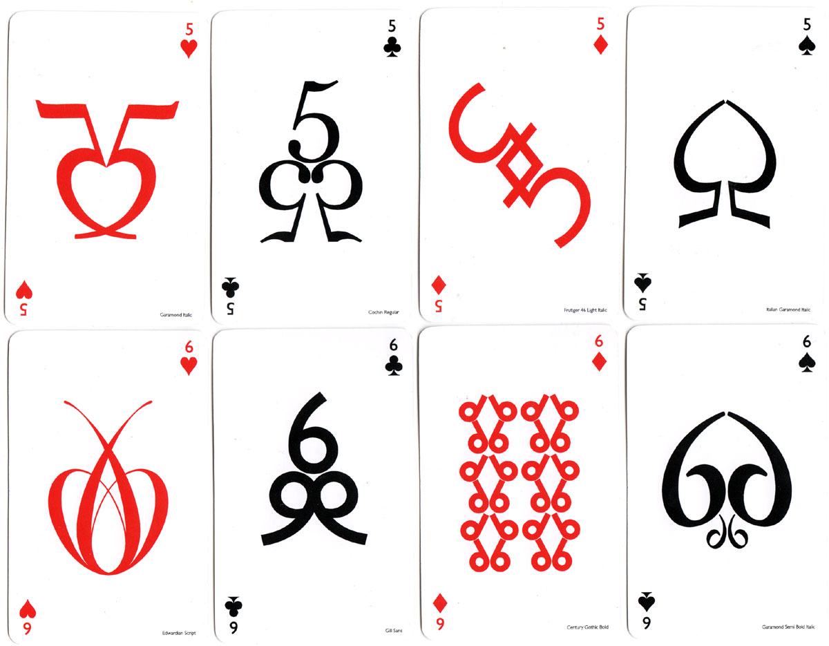 Typographic Playing Cards designed by Jim Sutherland, c.2010