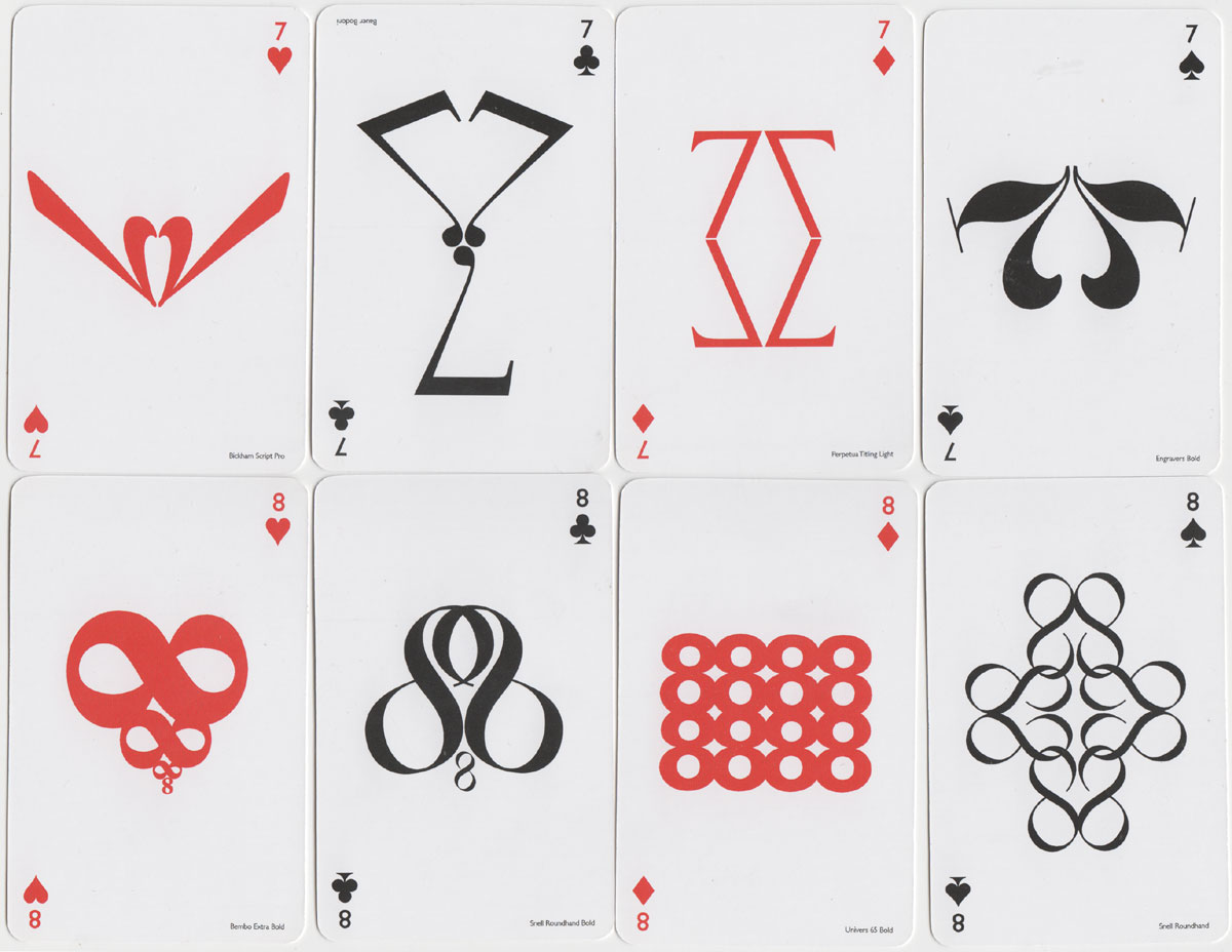 Typographic Playing Cards designed by Jim Sutherland, c.2010