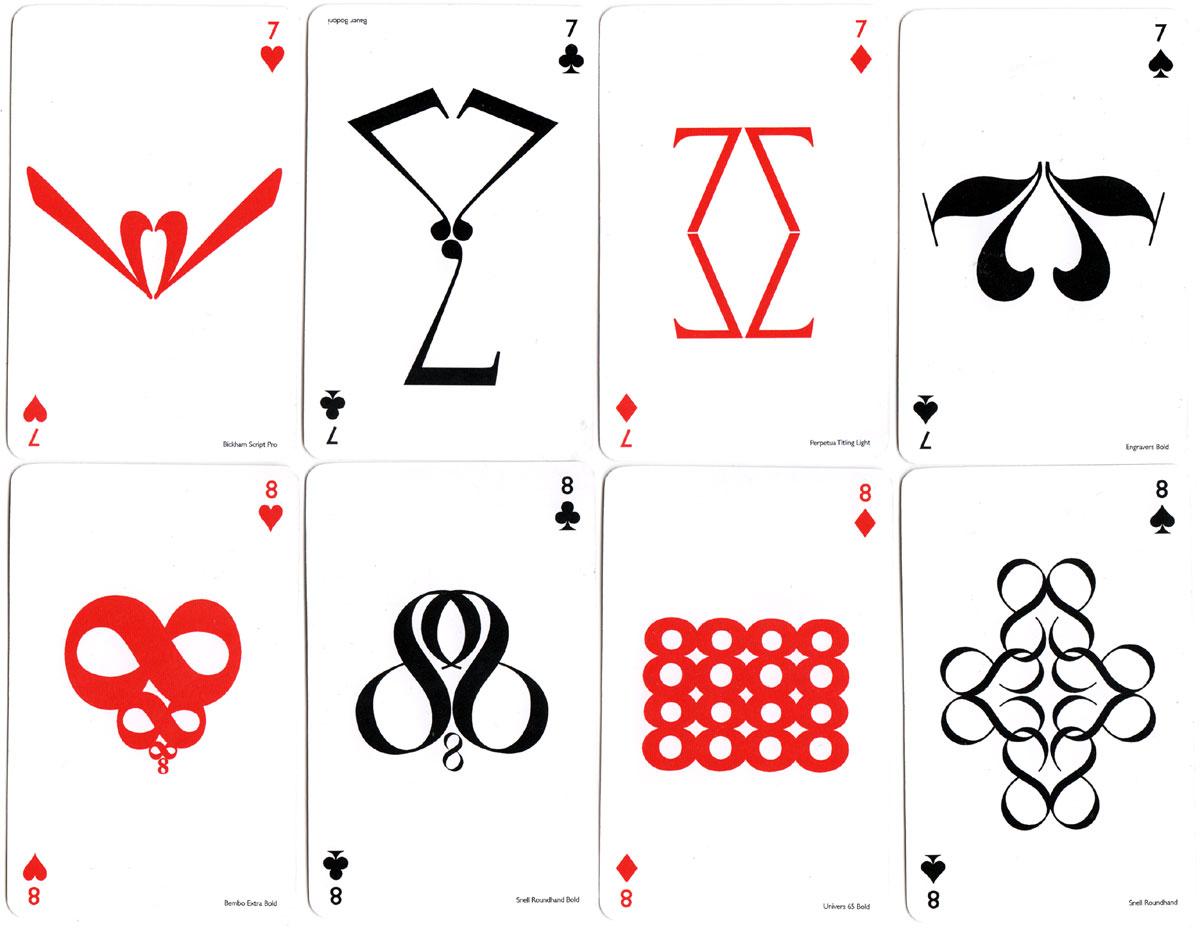 Typographic Playing Cards designed by Jim Sutherland, c.2010