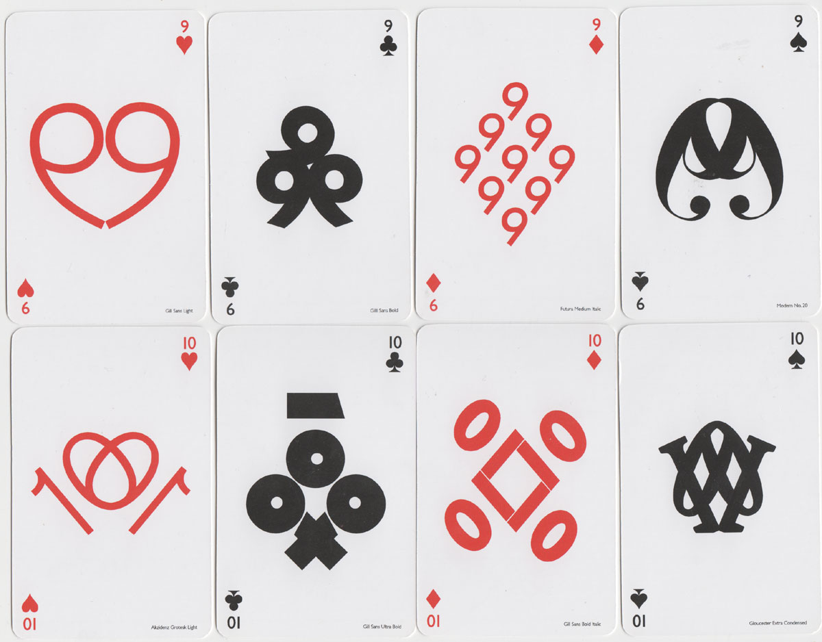 Typographic Playing Cards designed by Jim Sutherland, c.2010