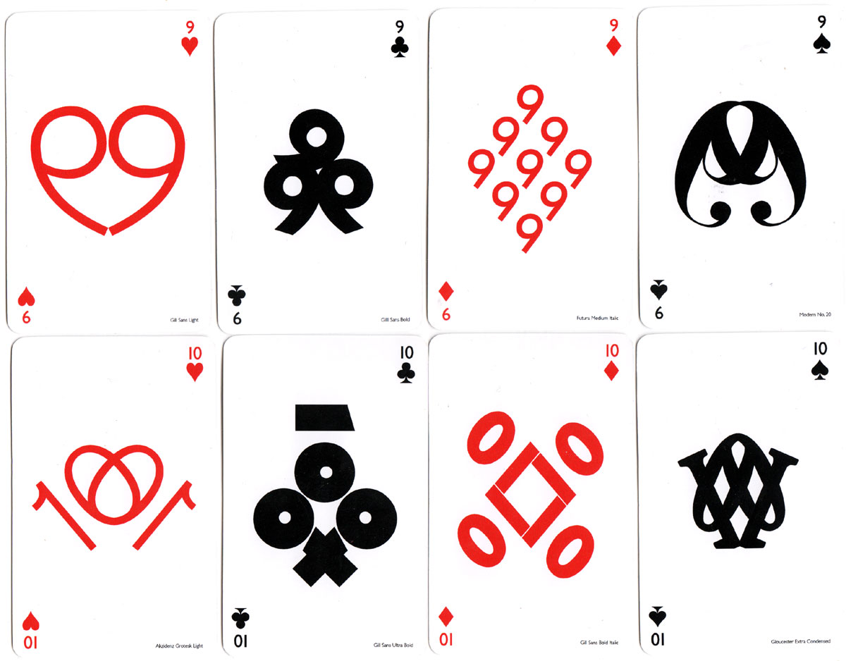 Typographic Playing Cards designed by Jim Sutherland, c.2010