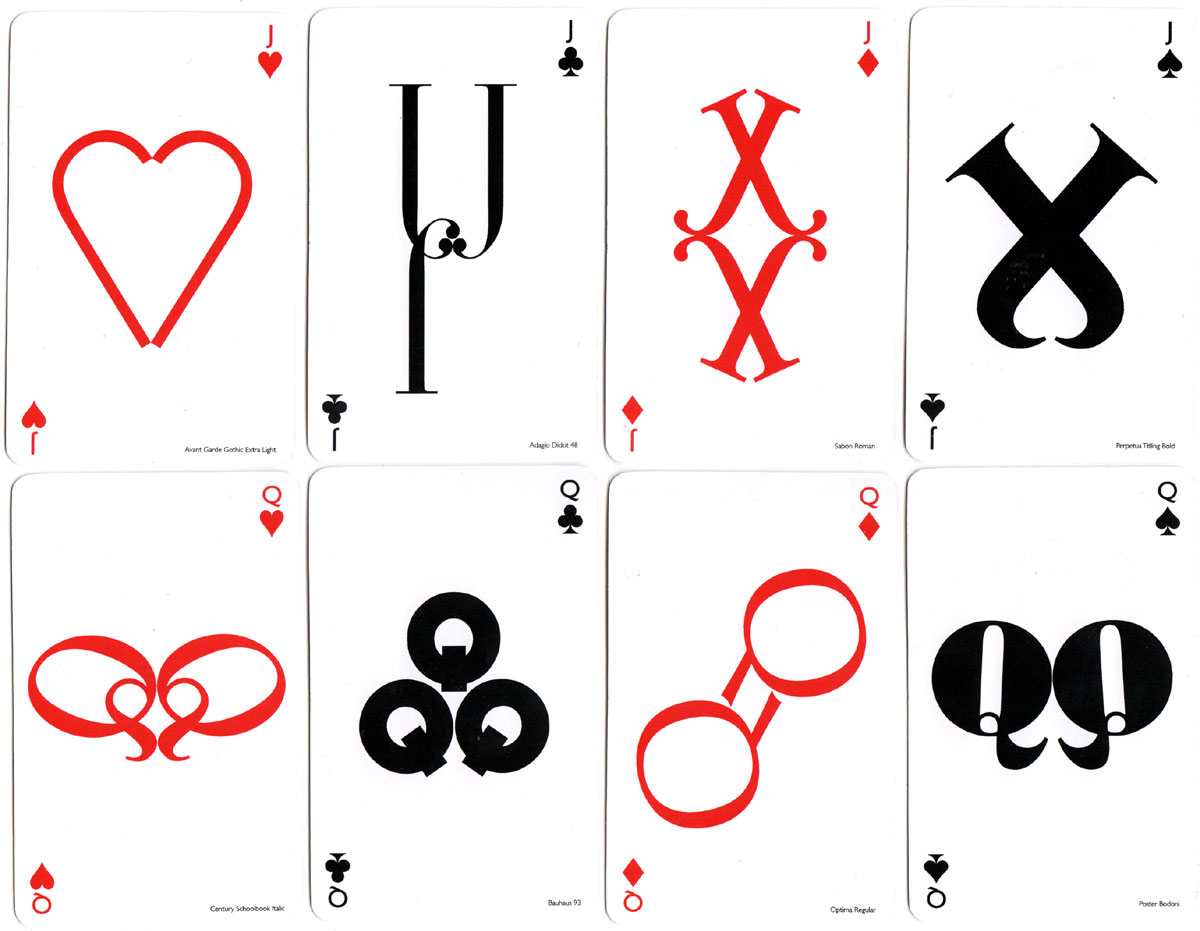 Typographic Playing Cards designed by Jim Sutherland, c.2010