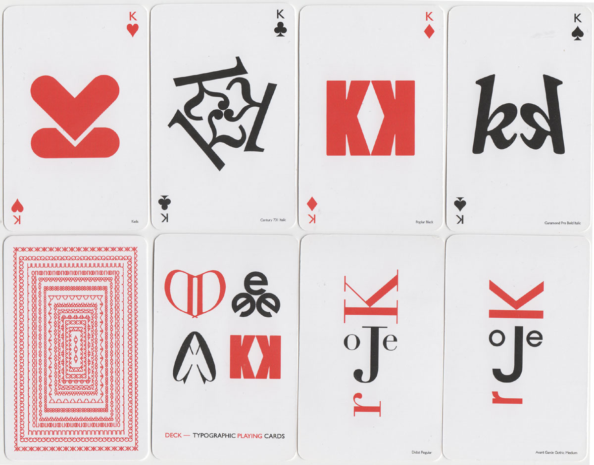 Typographic Playing Cards designed by Jim Sutherland, c.2010