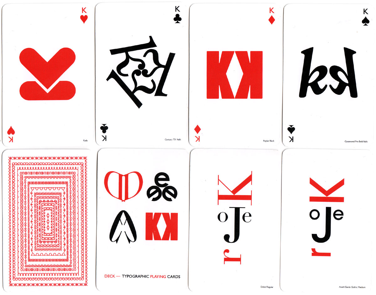 Typographic Playing Cards designed by Jim Sutherland, c.2010