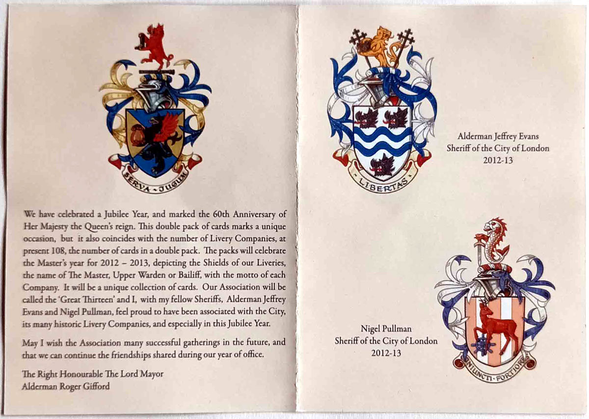 The Worshipful Company of Makers of Playing Cards: Diamond Jubilee Presentation Pack, 2013