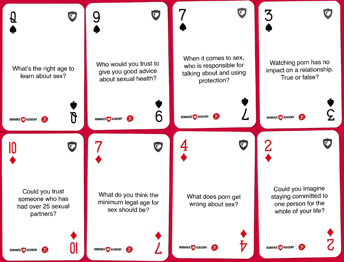 Romance Academy playing cards published by Youthscape, UK