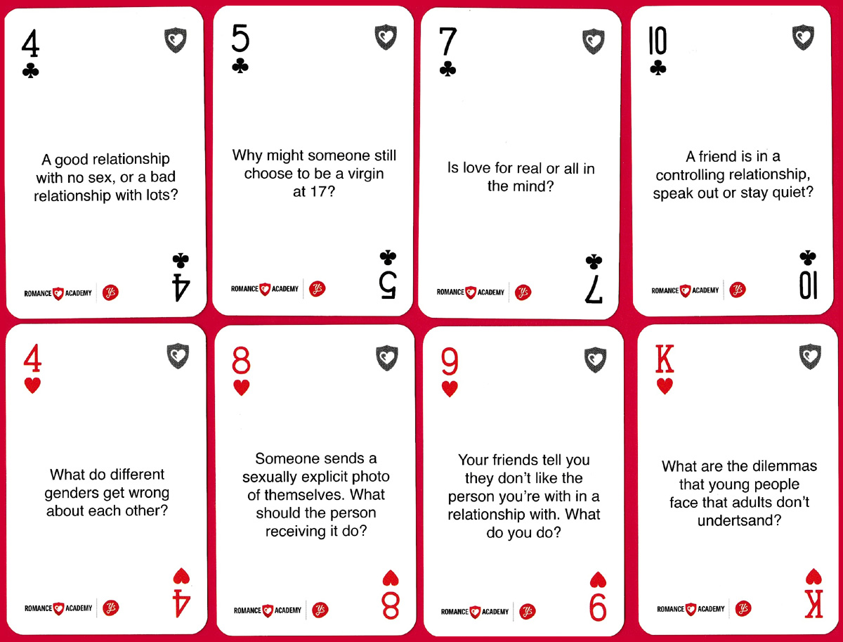 Romance Academy playing cards published by Youthscape, UK