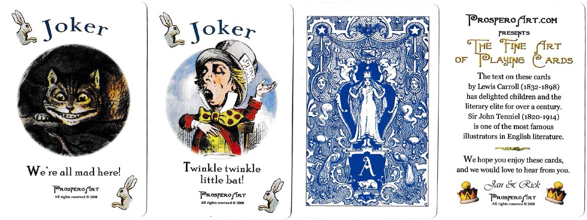 Alice in Wonderland playing cards published by Prospero Art, USA, 2008