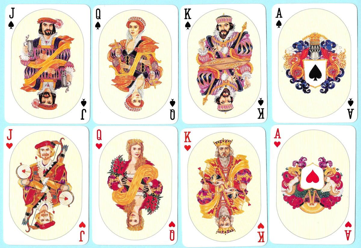 Crown Hill playing cards with illustrations by Corrine Guiney, produced by Hill Enterprises of Gualala, California, in 1980