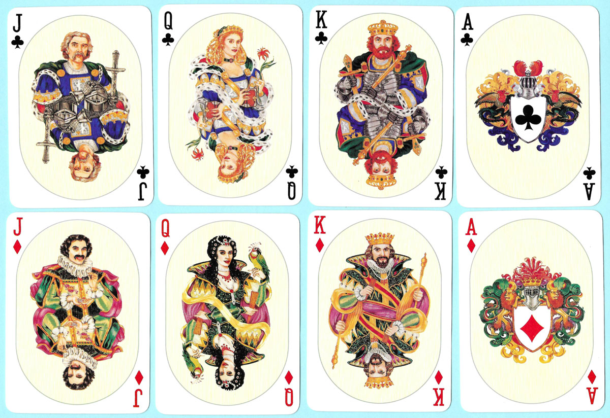 Crown Hill playing cards with illustrations by Corrine Guiney, produced by Hill Enterprises of Gualala, California, in 1980