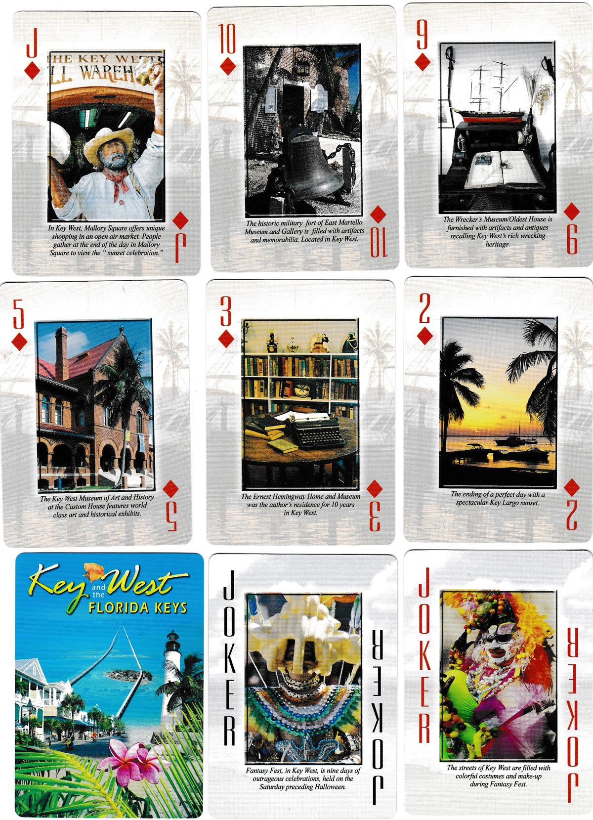 Key West and the Florida Keys playing cards with photography by Werner J. Bertsch and Larry Lipsky, published by Pro Publishing Inc.,  2009