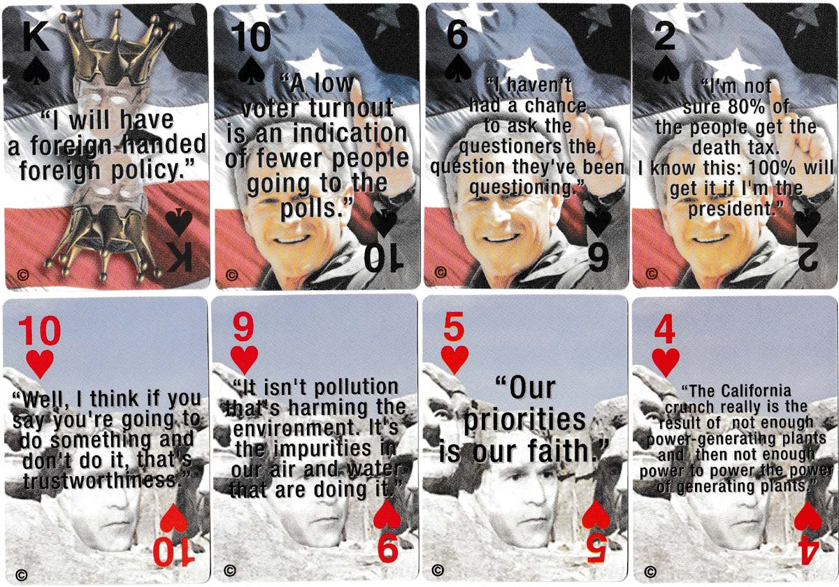 “Gee Duh-bya” George W. Bush parody playing cards produced by Just Playin’ Cards, Inc.