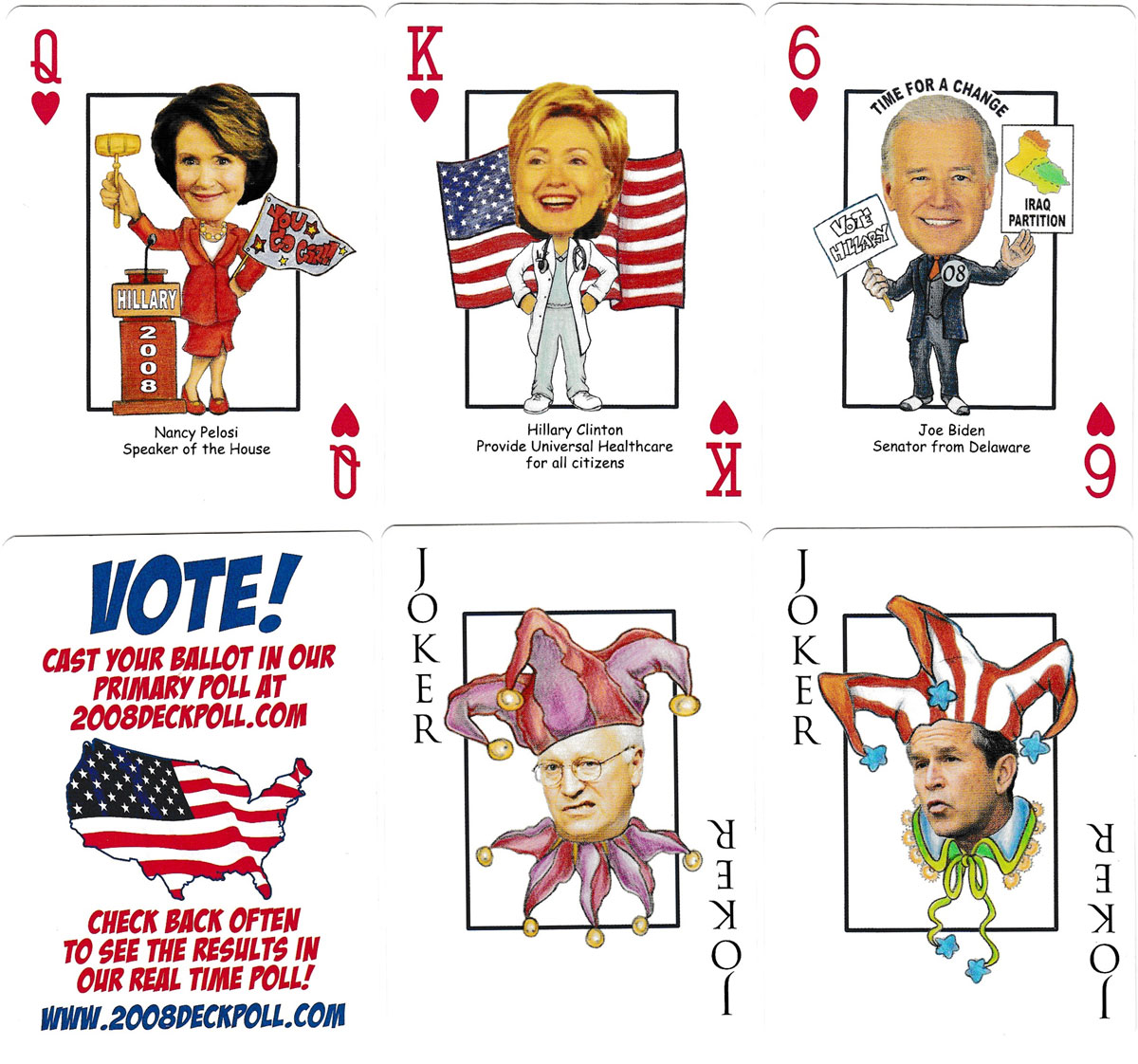 Hillary Clinton Presidential playing cards published by Parody Productions LLC, 2007