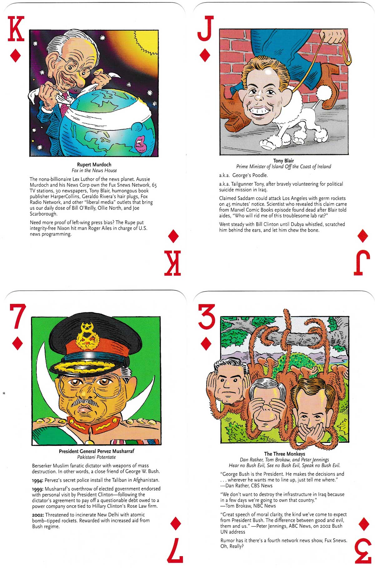 “Joker’s wild: Dubya’s trick deck” satirical playing cards published by Seven Stories Press in 2004