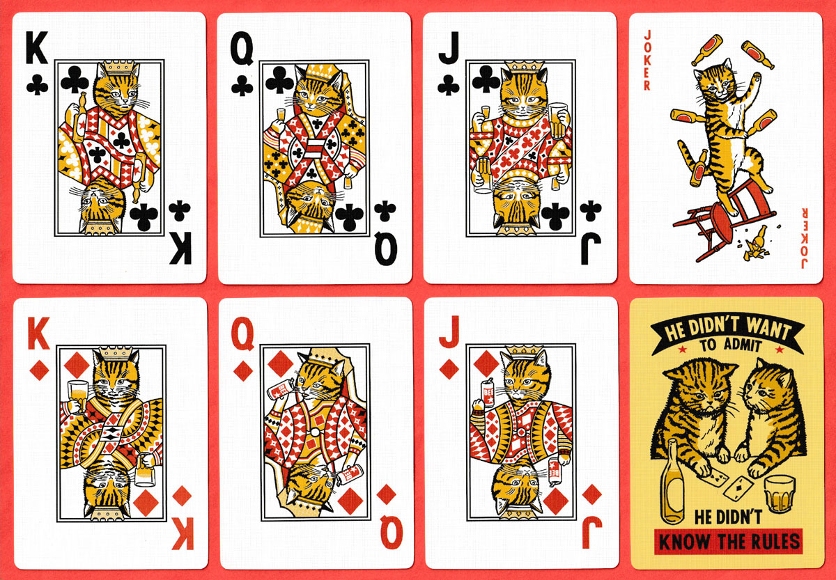 Last Call Cats playing cards designed by Arna Miller and Ravi Zupa, published by Chronicle Books, San Francisco, CA, USA, 2021