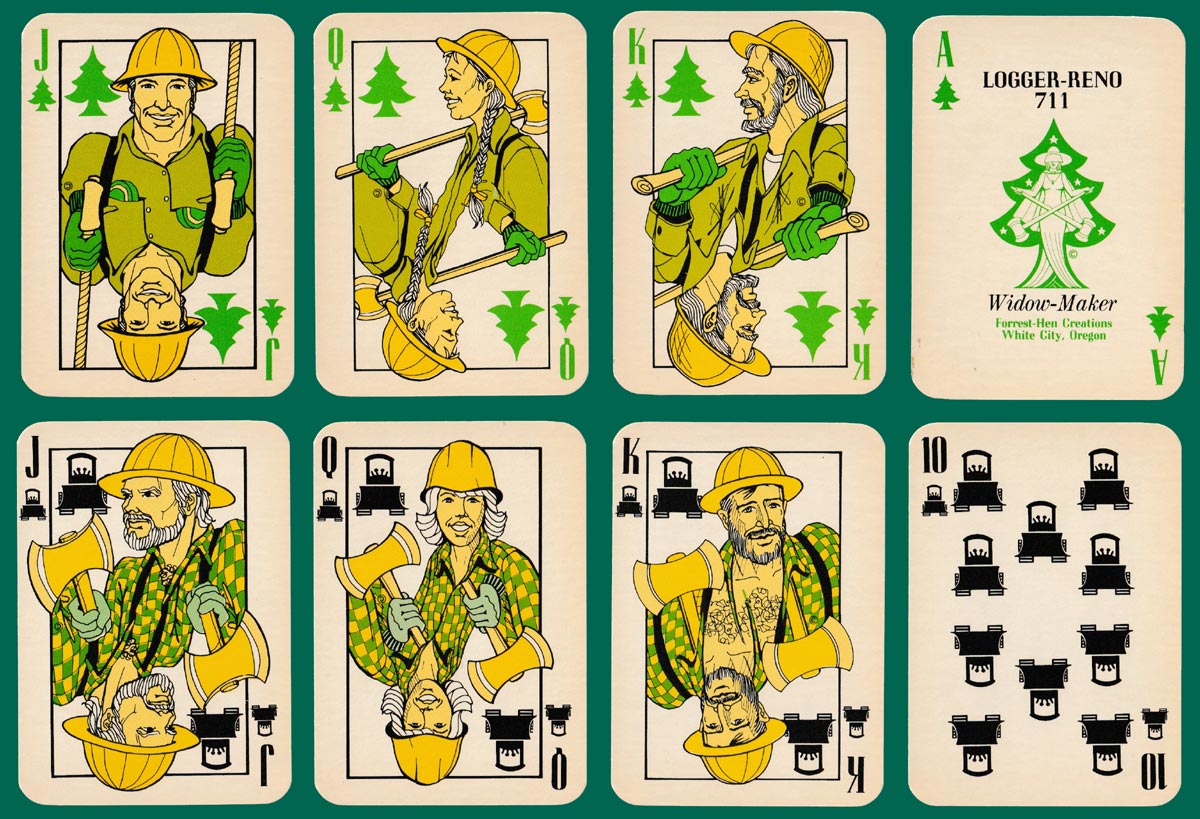 Logger-Reno playing cards published by Forrest-Hen Creations, 1979