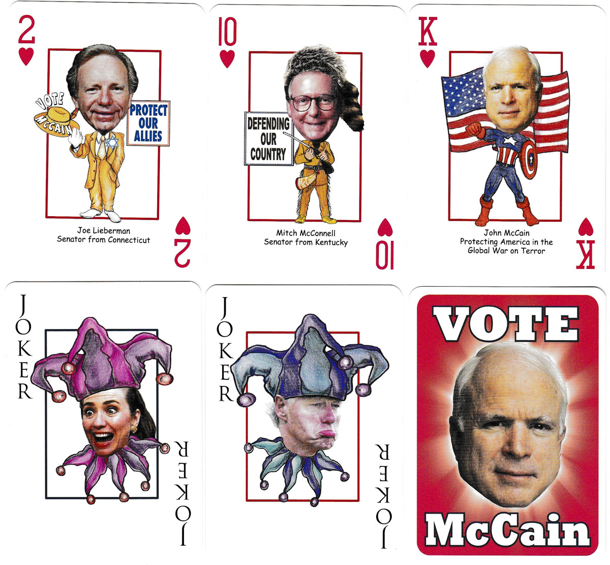 McCain Presidential 2008 playing cards produced by Parody Productions, Cincinnati, 2007