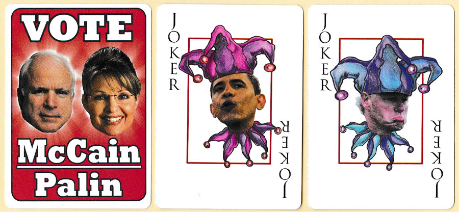 John McCain-Sarah Palin Presidential 2008 playing cards produced by Parody Productions, Cincinnati, 2007