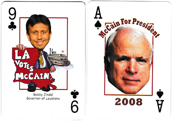 John McCain-Sarah Palin Presidential 2008 playing cards produced by Parody Productions, Cincinnati, 2007