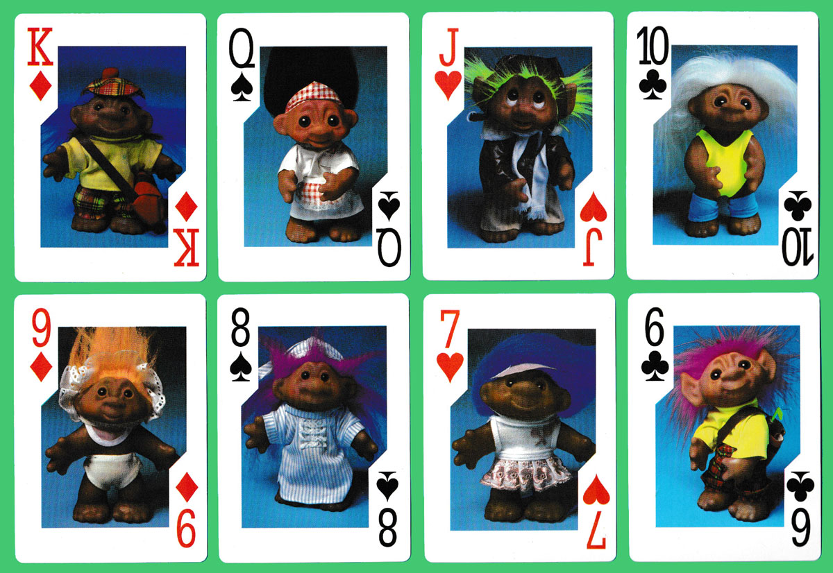 Norfin® Trolls playing cards published by Fundex, Indianapolis, IN, USA, 1992