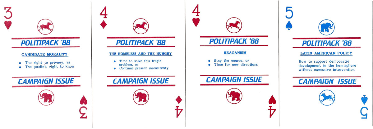 Politipack '88 playing cards produced by R. Billingsley, early 1988