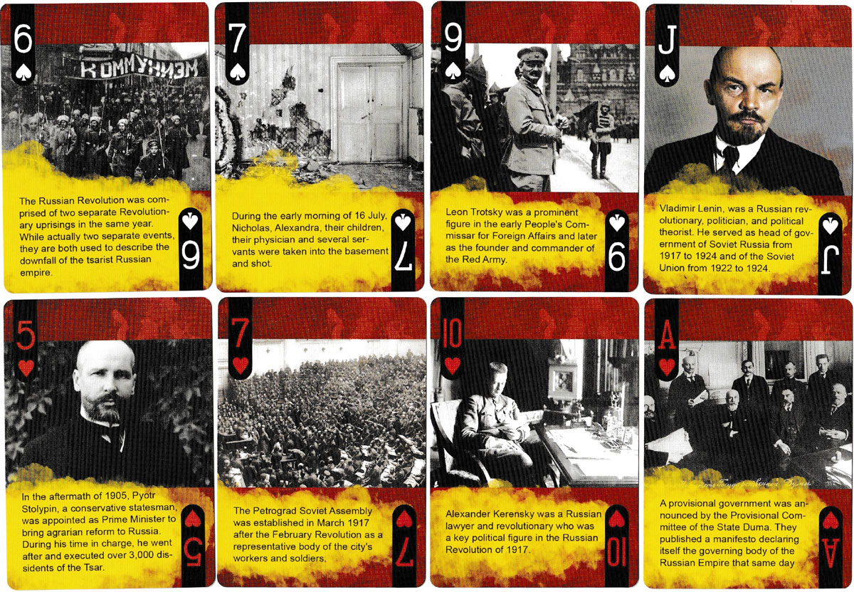 History of the Russian Revolution playing cards produced by the Barclay Mountain Co., Pennsylvania, USA, 2021