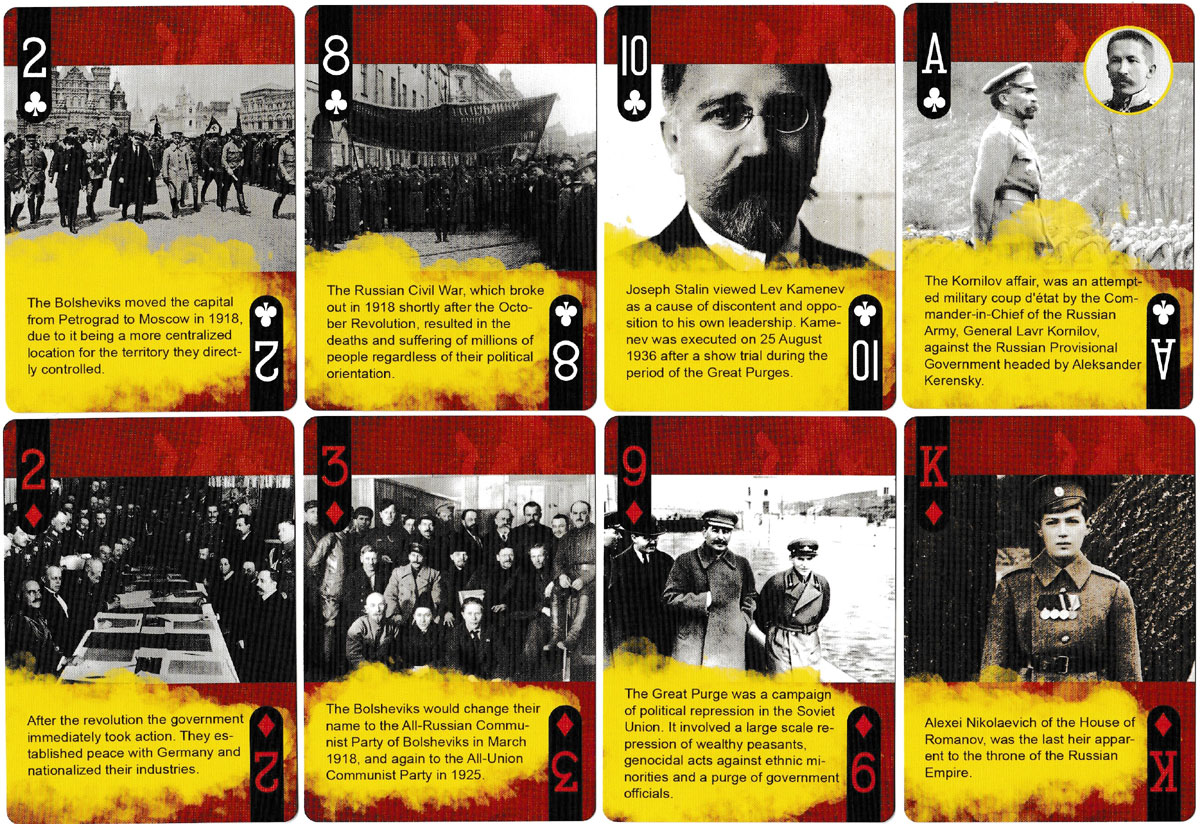 History of the Russian Revolution playing cards produced by the Barclay Mountain Co., Pennsylvania, USA, 2021