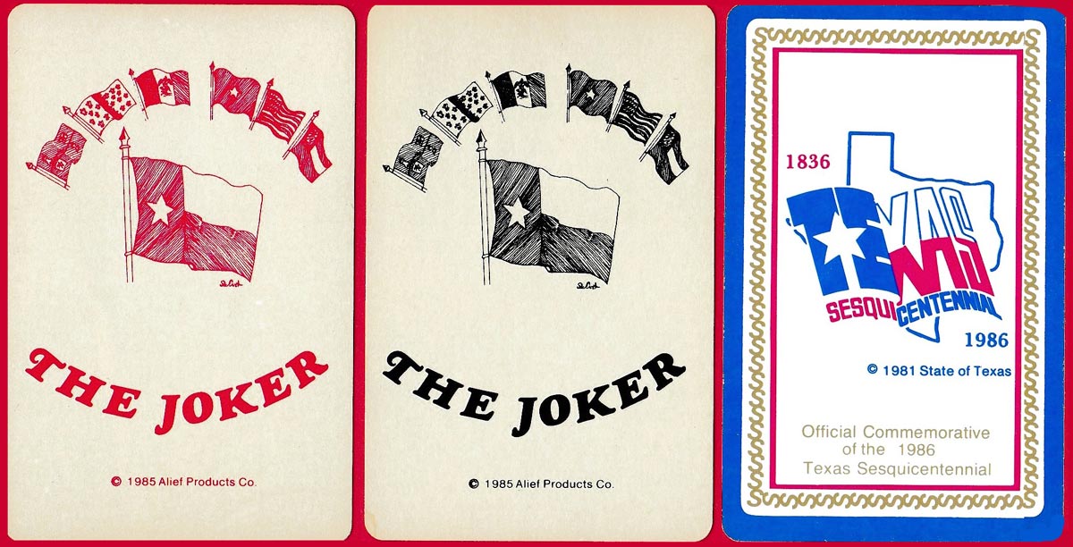 Texas Sesquicentennial playing cards produced by Alief Products Company of Alief, Texas in 1985