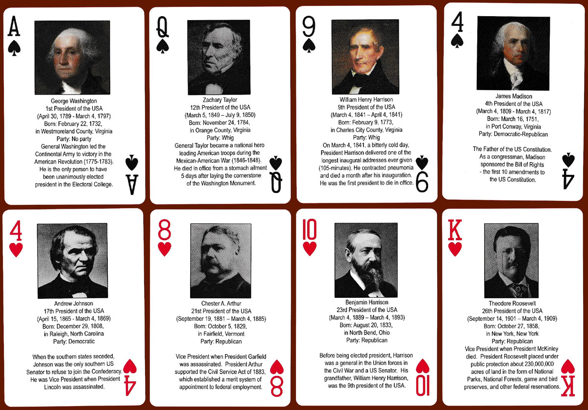 The Presidents playing cards first published by Arcturus LLC in 2007, reprinted in 2009