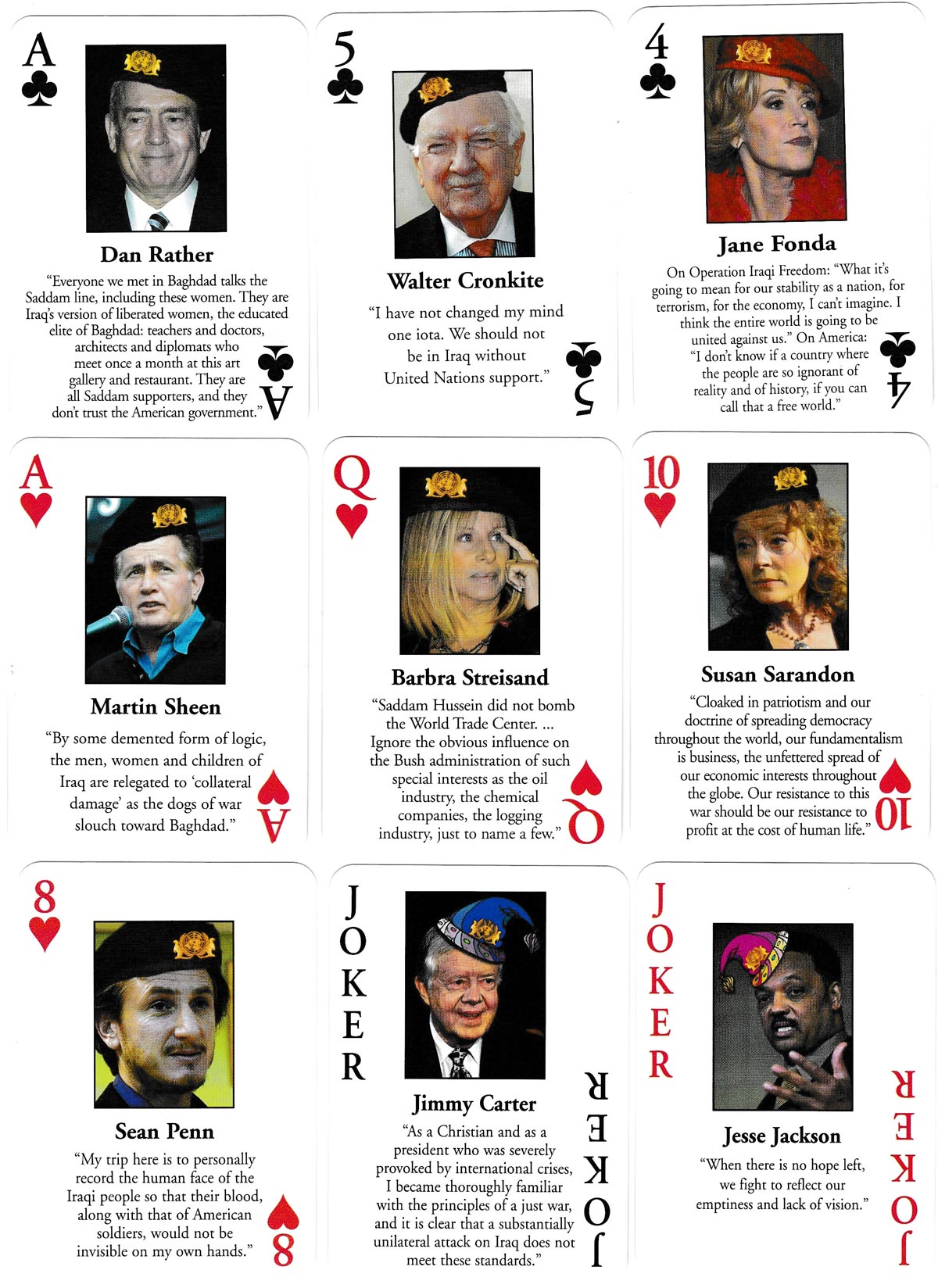 United Nations of Weasels playing cards published by NewsMax Media Inc., 2003