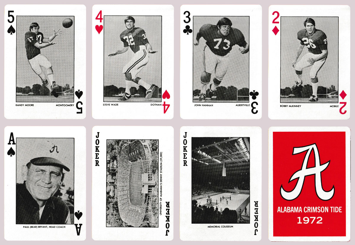 ‘Alabama Crimson Tide 1972’ playing cards made by Brown & Bigelow