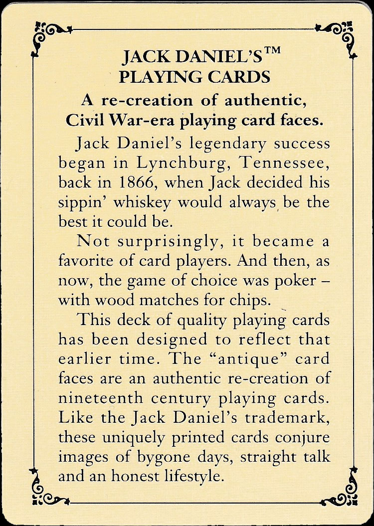 VINTAGE Jack Daniel's 1972 Collectors Item Playing Deck Of Cards Tennessee  Poker