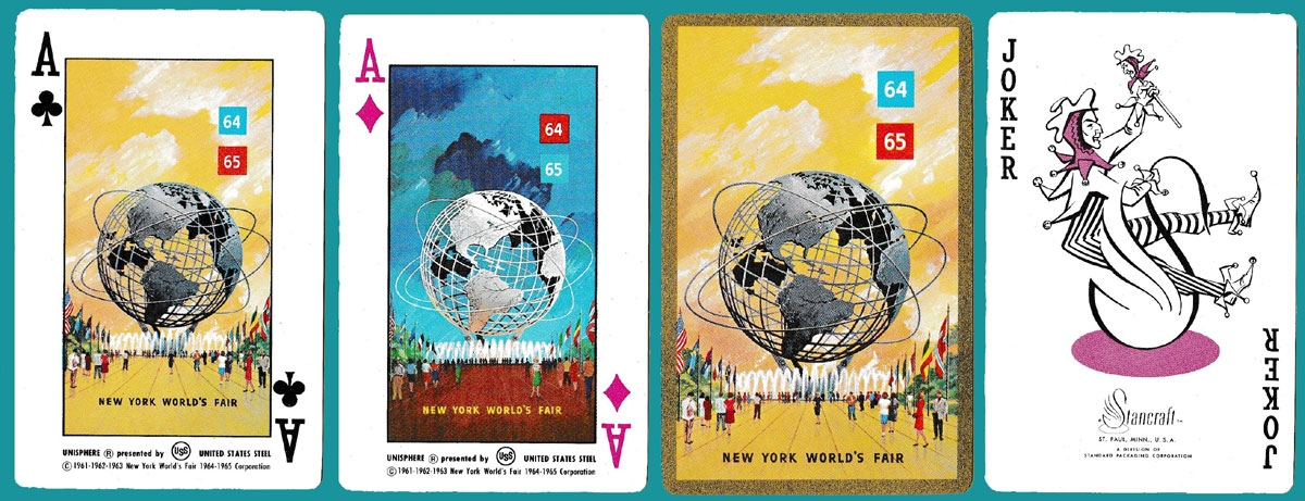 Official World’s Fair Souvenir playing cards published by Stancraft, St. Paul Minnesota, USA, 1964-6