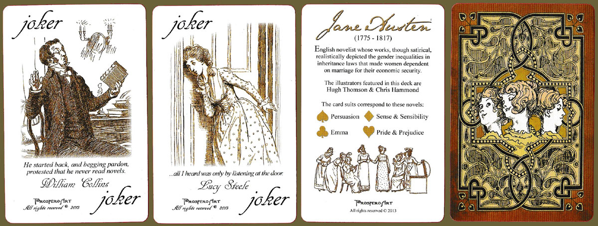 Jane Austen playing cards published by Prospero Art, USA, 2013